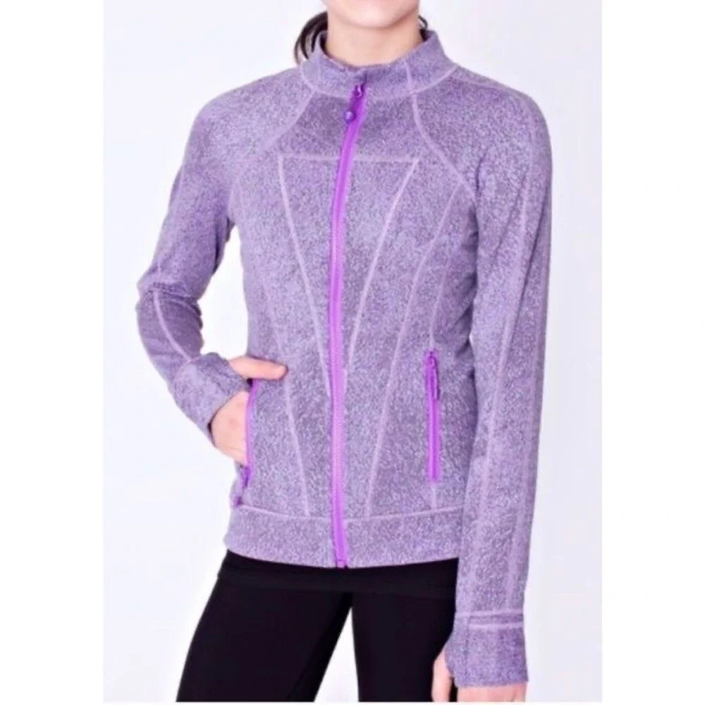 Ivivva Lululemon Girls Purple Space Dye Full Zip Athletic Jacket Size 8 IG4456S
